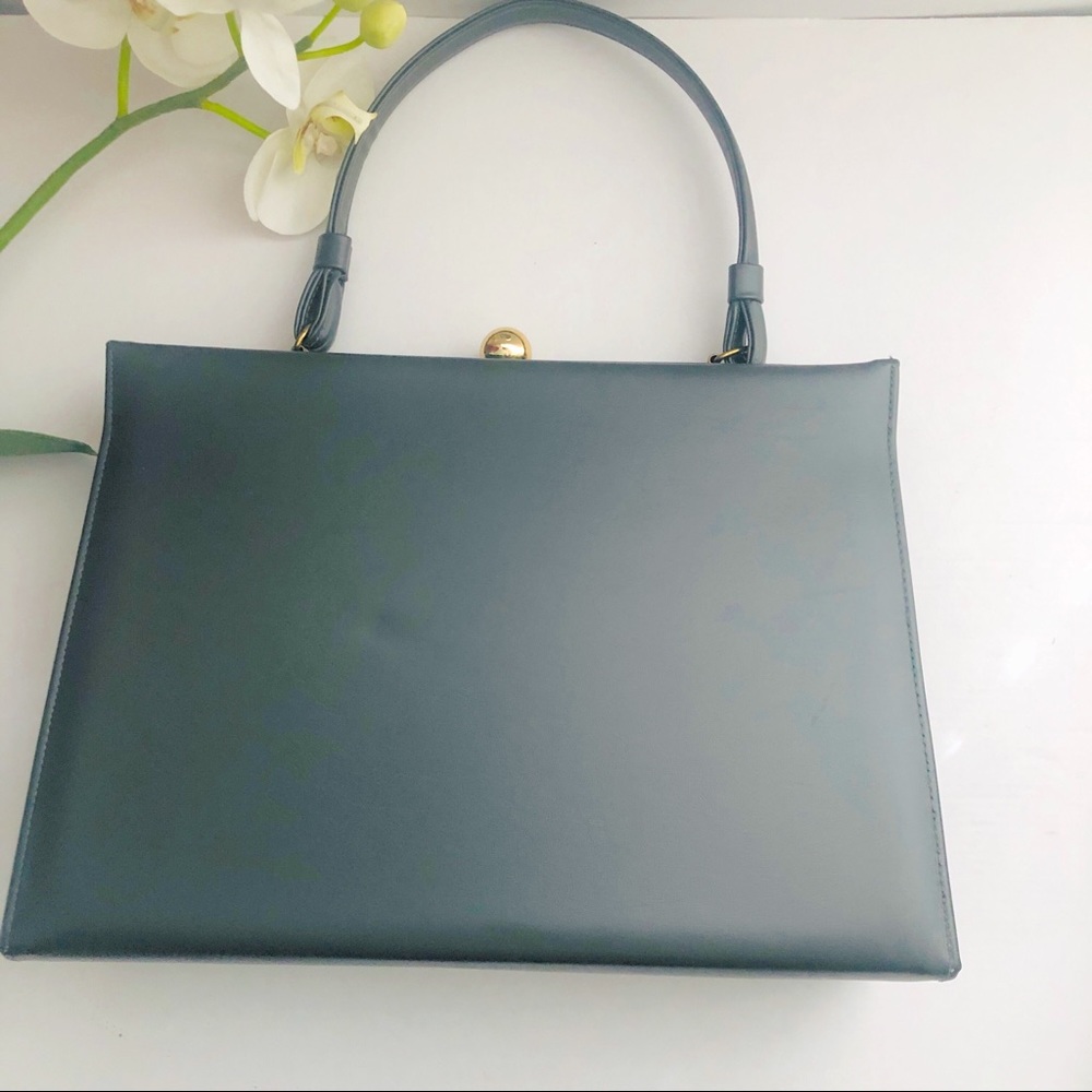 Grey Vintage Handbag With Gold Hardware